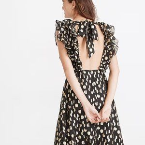Madewell Metallic Clipdot Open-Back Ruffle Maxi Dress
